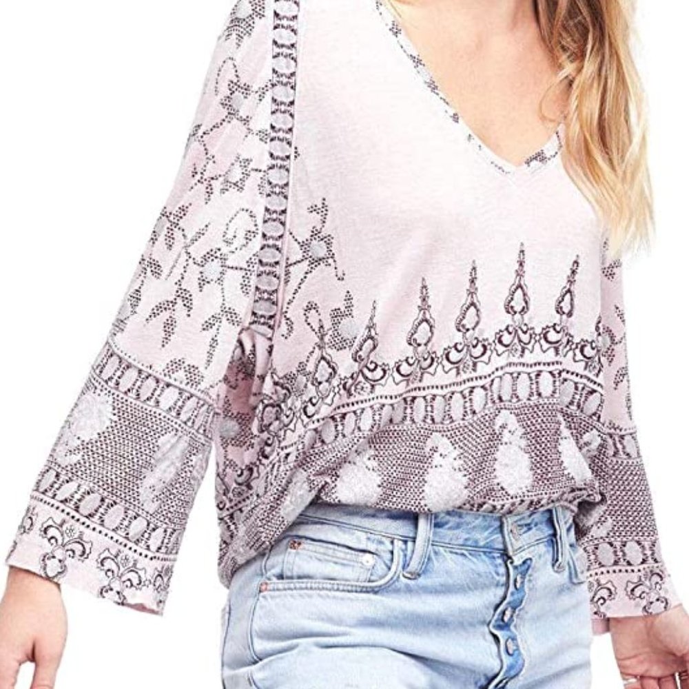 New Free People Medallion Printed  V-Neck